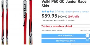 Kalnu slēpes Volkl P60 GC Racing, lietotas. Cena 28 EUR